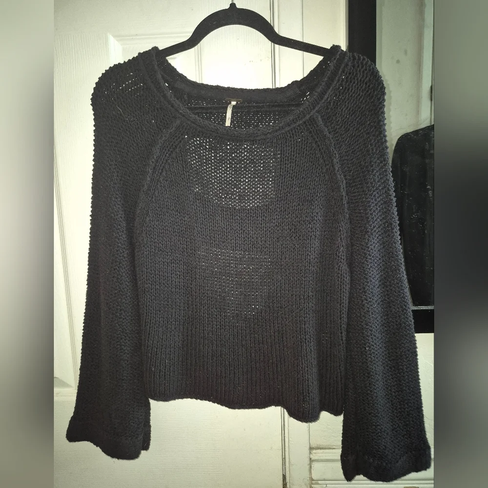 Free People Endless Stories Black Open-Back Sweater S - Picture 3 of 12